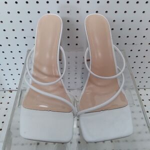 Unique White Women's Sandals | Strappy 3 1/4" Heel Height Size 42 EUR